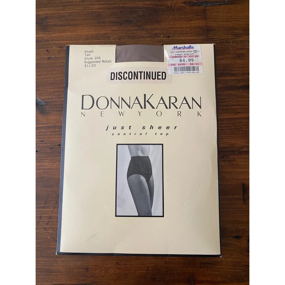 Donna Karan New York Just Sheer Control Top Hosiery Khaki Tall Style 266 Vintage